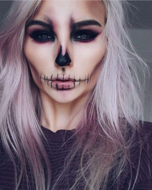 ùaquillage halloween crâne sur visage