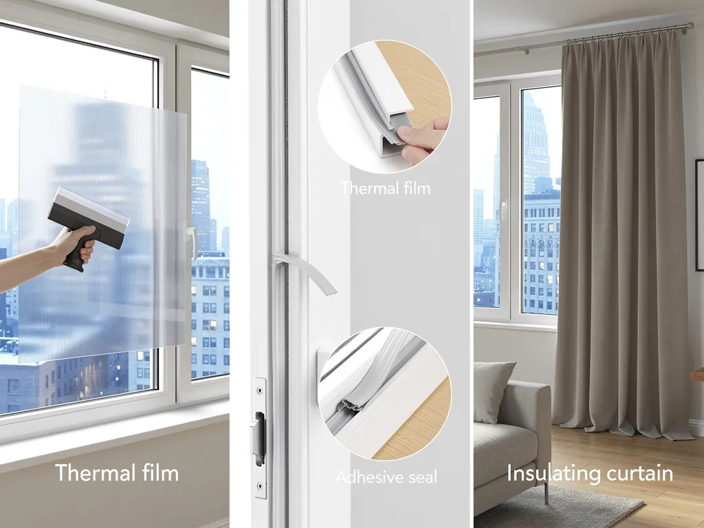 Films thermiques, joints adhésifs et rideaux isolants utilisables sans travaux dans un logement en location