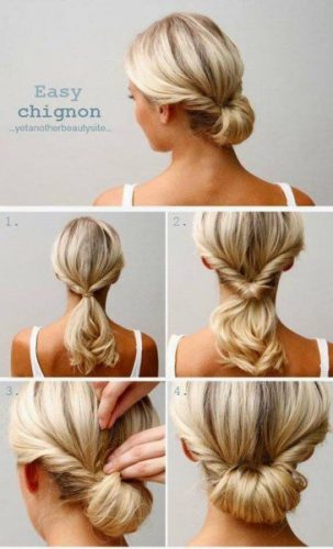 coiffure facile cheveux longs chignon torsadé