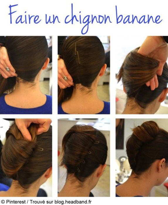 coiffure chignon banane cheveux longs