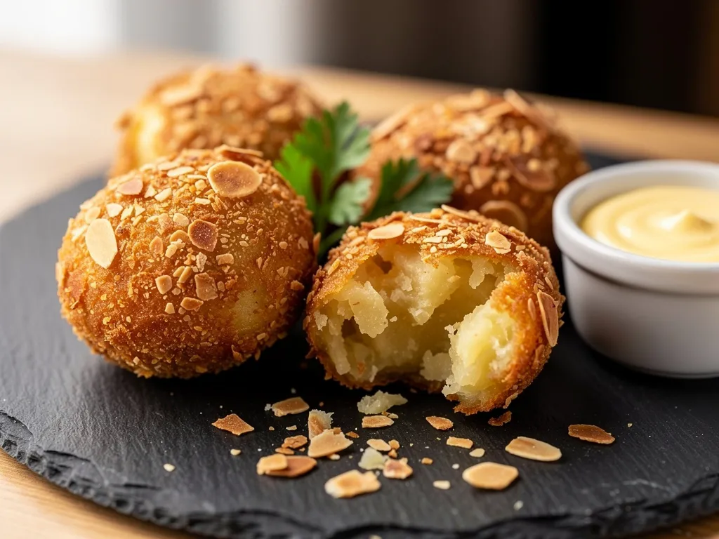 Croquettes de pommes de terre aux amandes effilees