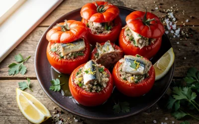 Tomates farcies au hachis de sardine (2) Tomates farcies au hachis de sardine citron et herbes