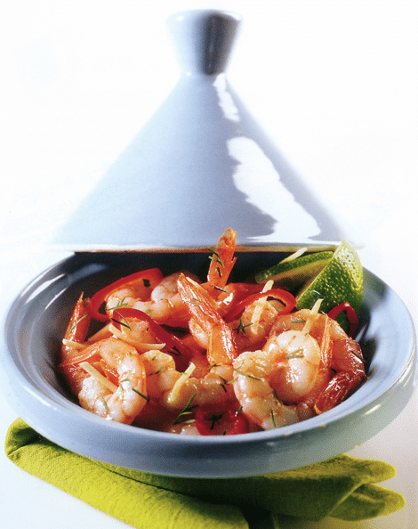 Tajine de crevettes à l’ail