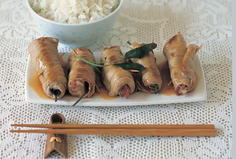 Recette au wok Petits roulés de veau au marsala et à la sauge