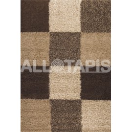 Tapis en damier shaggy beige Deauville