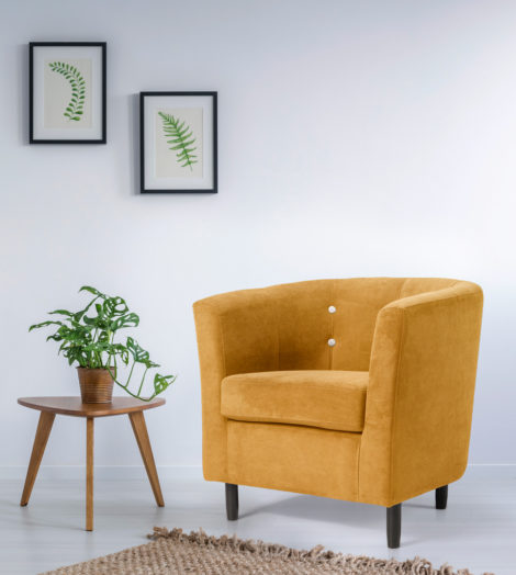 Fauteuil cabriolet contemporain en tissu jaune Jerrico