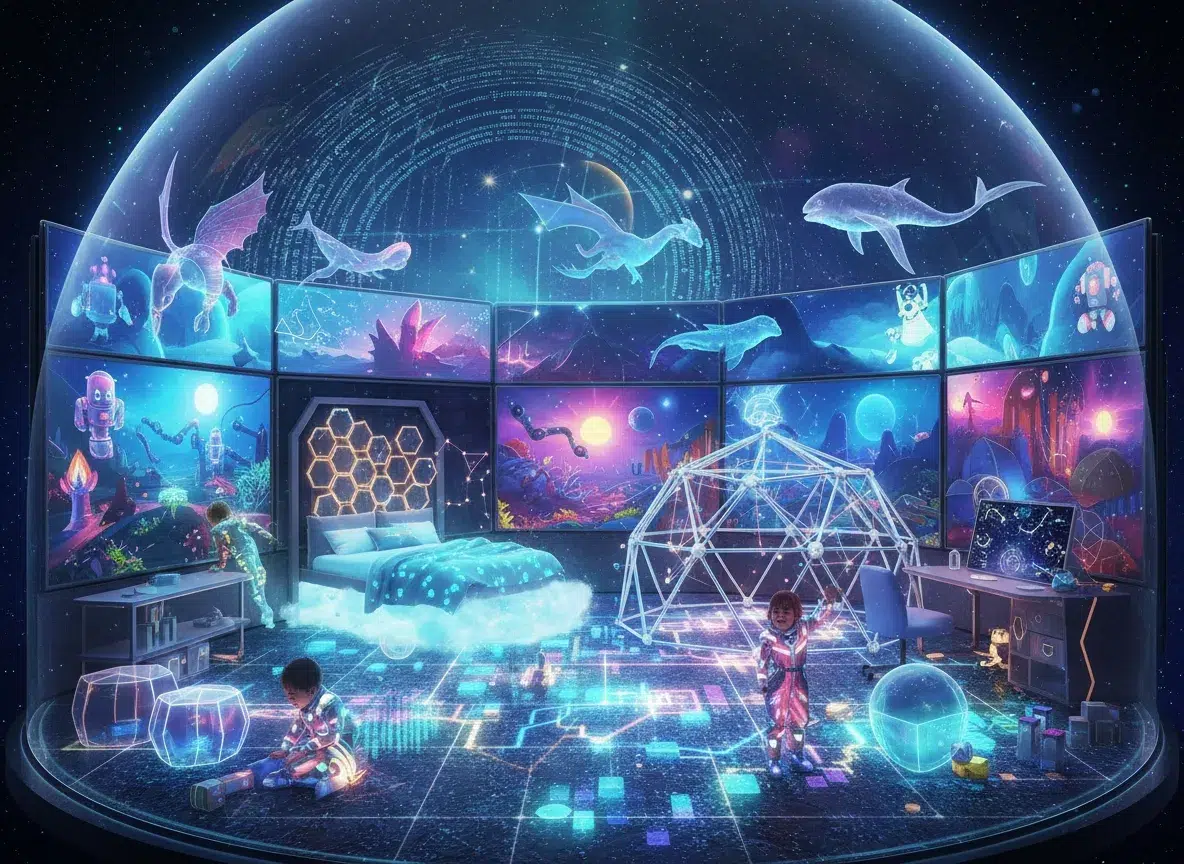 Espace enfant digitalise concept futuristique multi domaines
