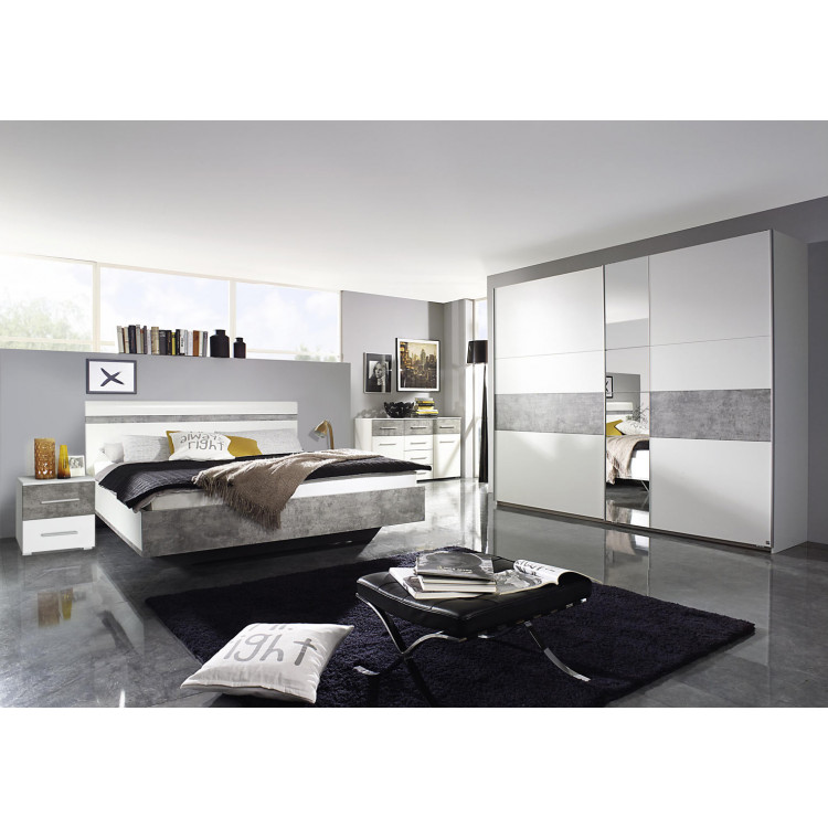 Chambre adulte contemporaine blanc gris béton Kigali