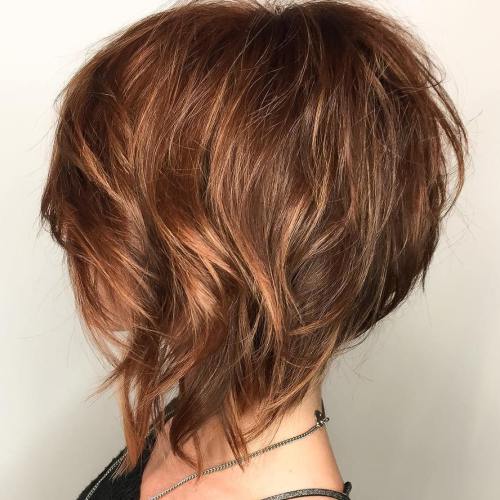 Wispy Layered Angled Bob With Highlights