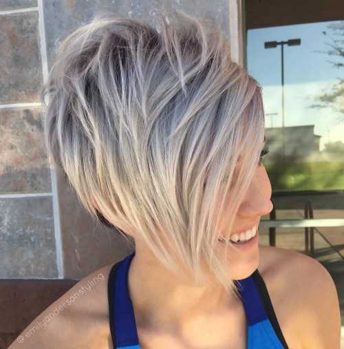 Long Layered Blonde Pixie With Side Bangs