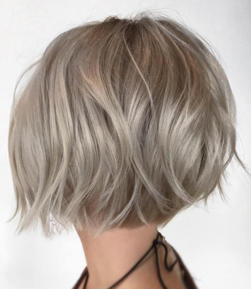 Choppy Rounded Ash Blonde Bob