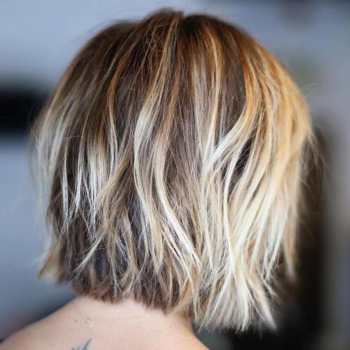 Shaggy Blonde Balayage Bob