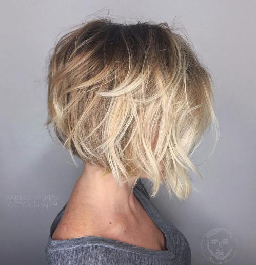 Layered Blonde Balayage Bob