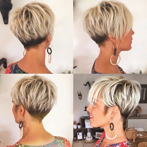 Short Layered Black And Blonde Haircut