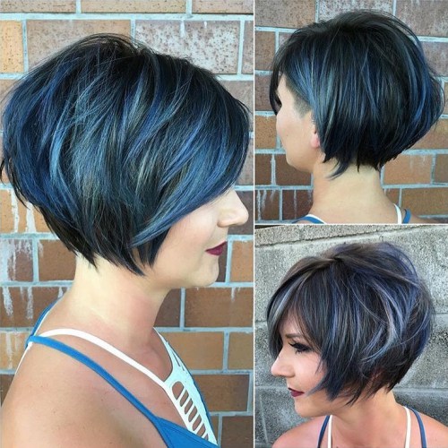 Choppy Black Bob With Highlights