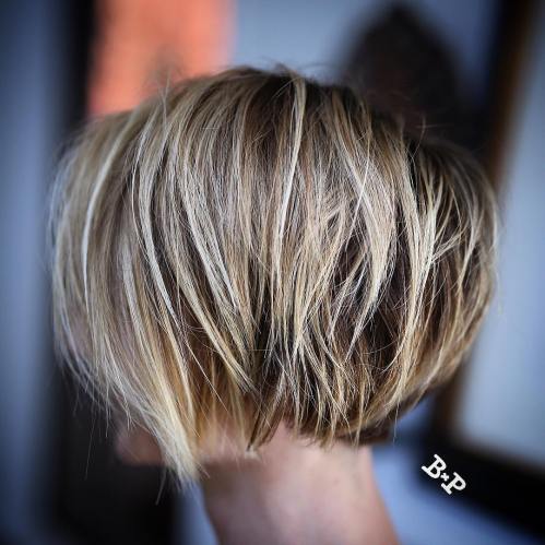 Razored Bronde Bob For Fine Hair