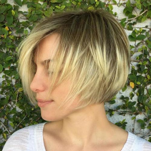 Short Layered Blonde Balayage Bob