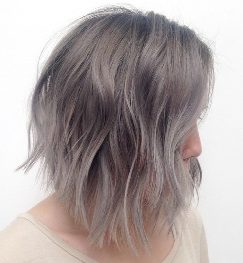 Silver Blonde Layered Lob