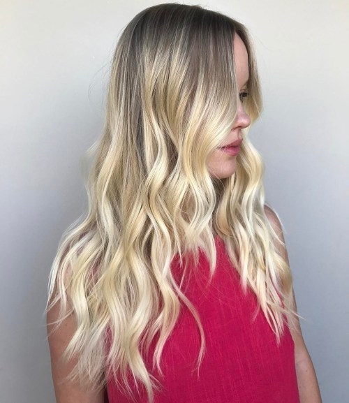 Wavy Blonde Balayage Hairstyle Long Hair