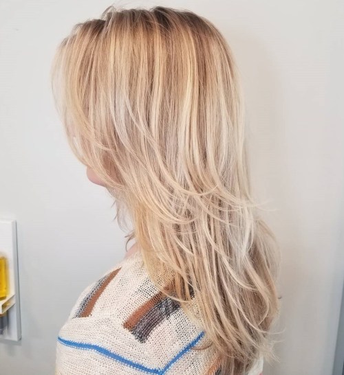 Sliced Blonde Haircut For Longer Hair