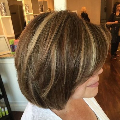 brown bob with blonde balayage highlights