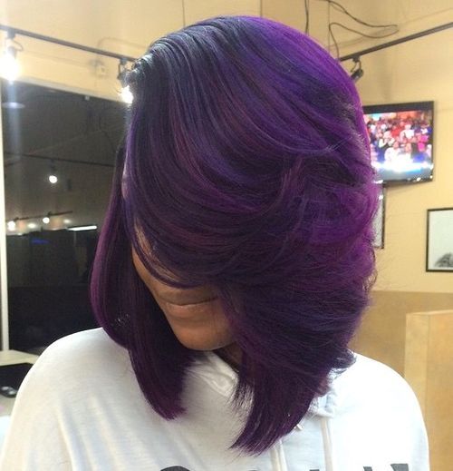 purple balayage for black hair