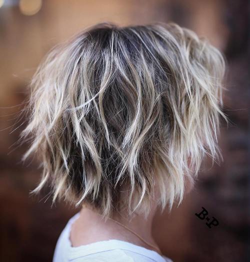 Short Shaggy Blonde Balayage Hair