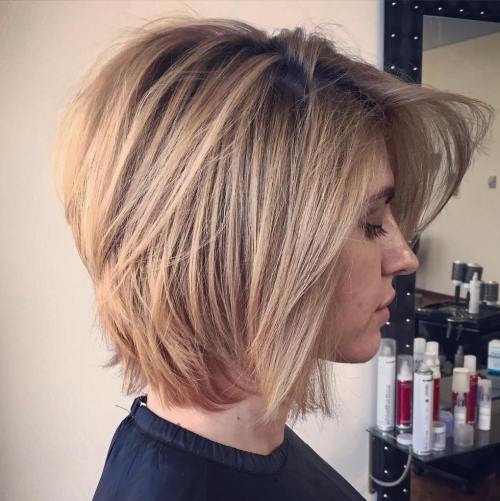 Honey Blonde Layered Bob