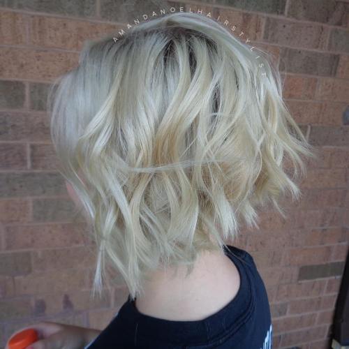 Choppy Wavy Blonde Bob