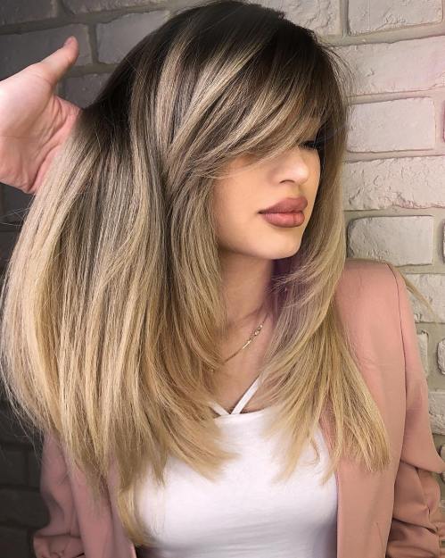 Long Layered Hairstyle With Side Bangs