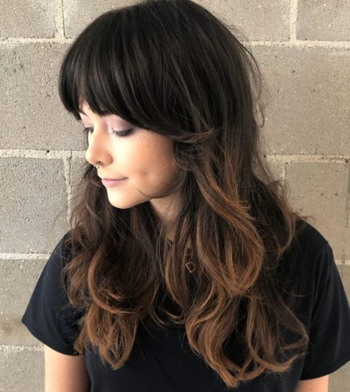 Long Brunette Hair With Bangs