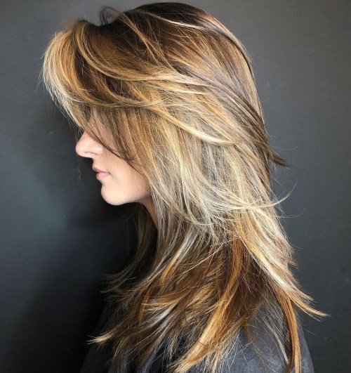 Layered Cut With Swoopy Bangs For Long Hair