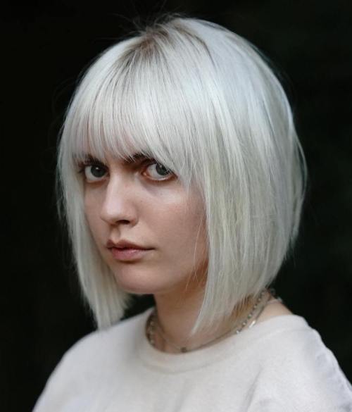 Silver Bob With Bangs