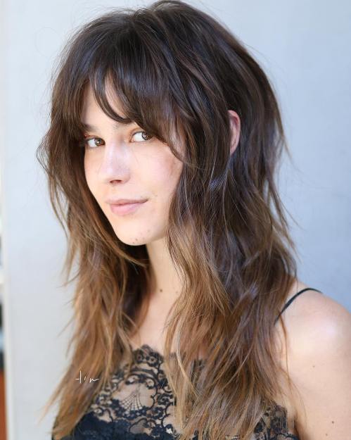 Medium-To-Long Shag With Bangs For Fine Hair