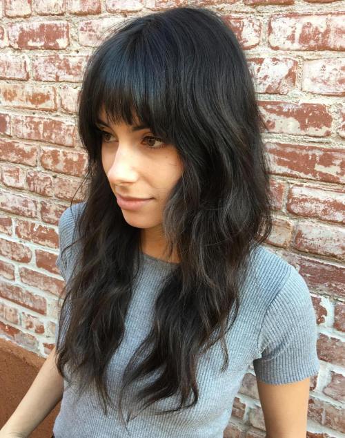 Long Layered Haircut With Straight Bangs