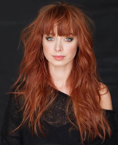 Red Shag With Bangs For Long Hair