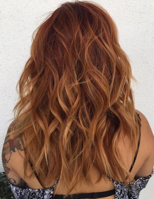 Long Wavy Auburn Hair With Subtle Highlights