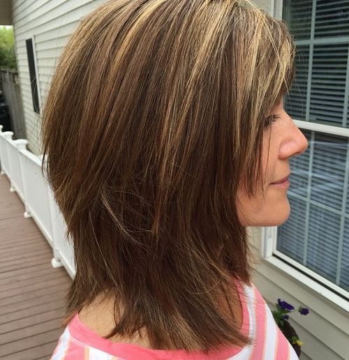 medium shaggy haircut for thick hair