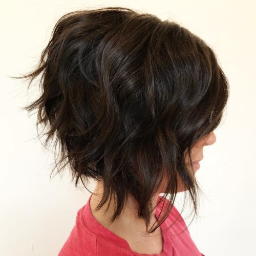 Inverted Wavy Brown Bob