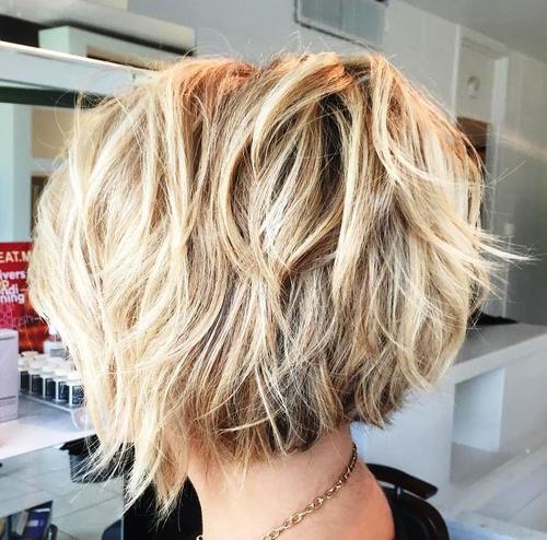 short shaggy brown blonde hairstyle