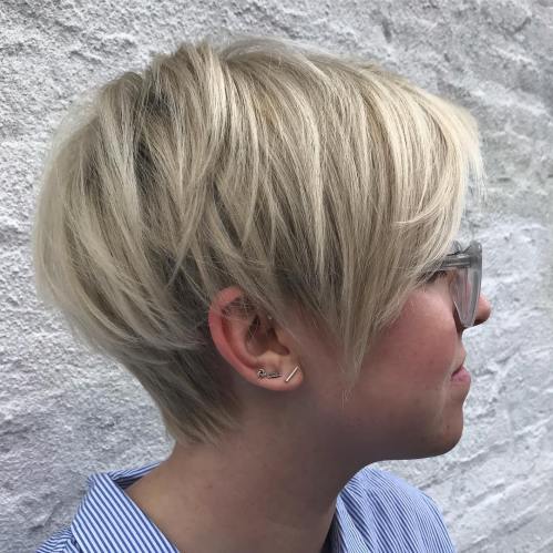 Layered Ash Blonde Pixie Bob