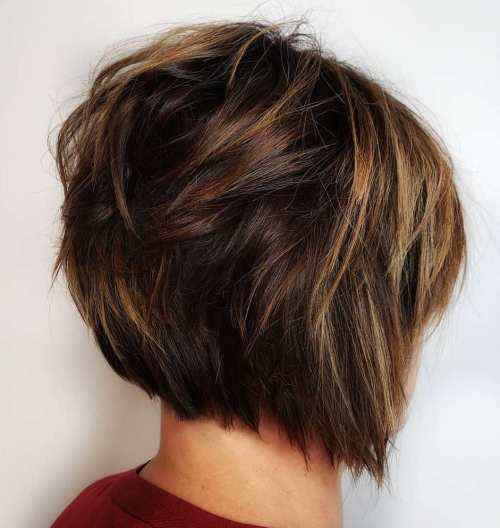 Short Shaggy Razored Brown Bob