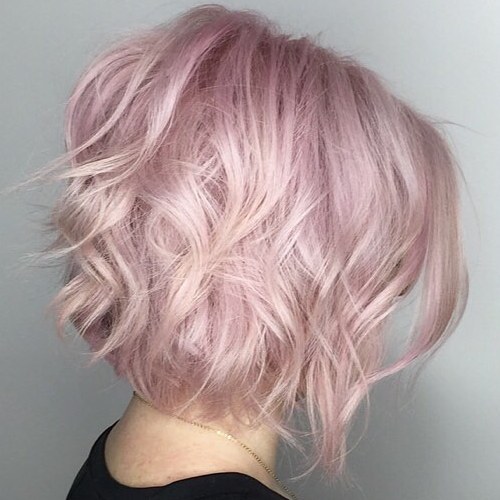 Pastel Pink Wavy Bob