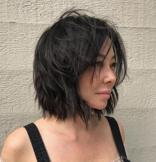 Layered Choppy Black Bob