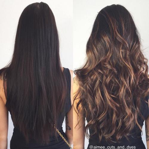 Long Brunette Hair With Highlights