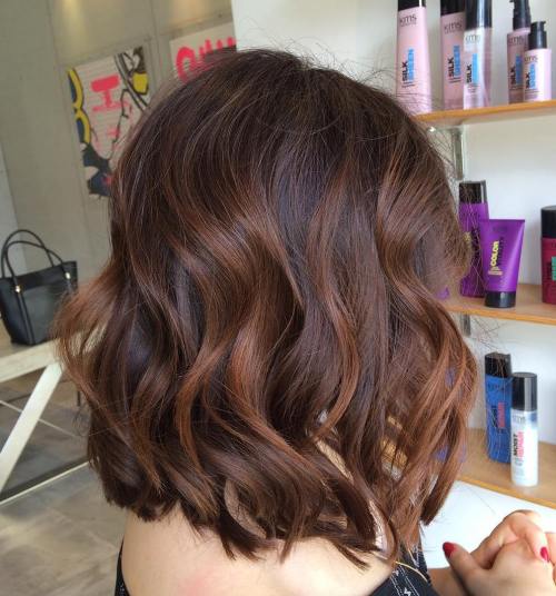 Wavy Brown Balayage Bob