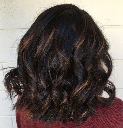 Black Hair With Brown And Blonde Balayage