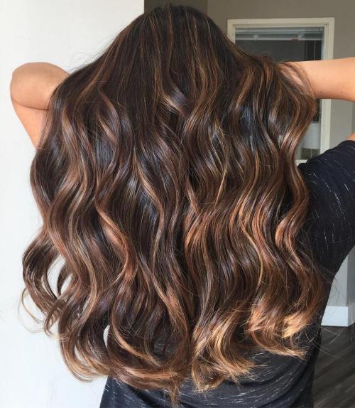 Long Brown Hair With Caramel Highlights