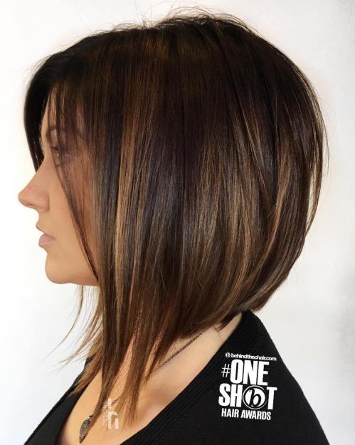 Angled Bob With Partial Highlights