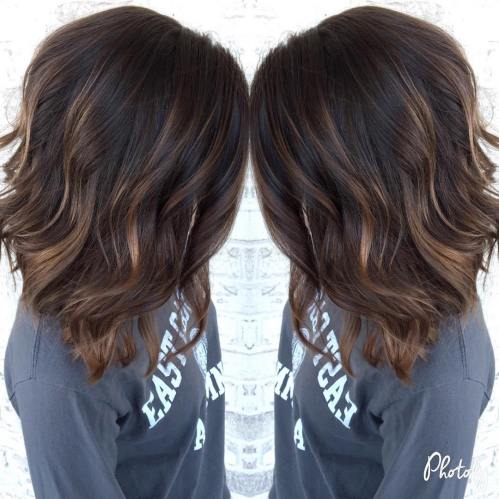 Brown Lob With Subtle Highlights